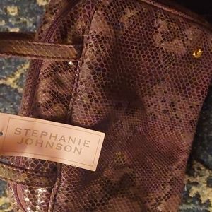 STEPHANIE JOHNSON MAKE UP BAG DISTRESSED FAUX REPTILE